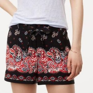 NEW LOFT Tie Front "Sunset Paisley" Shorts